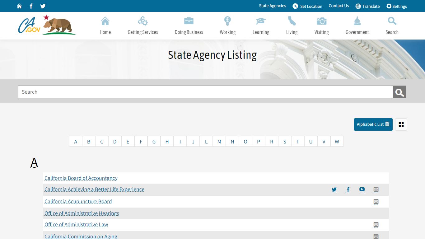 State Agency Listing | www.ca.gov - California