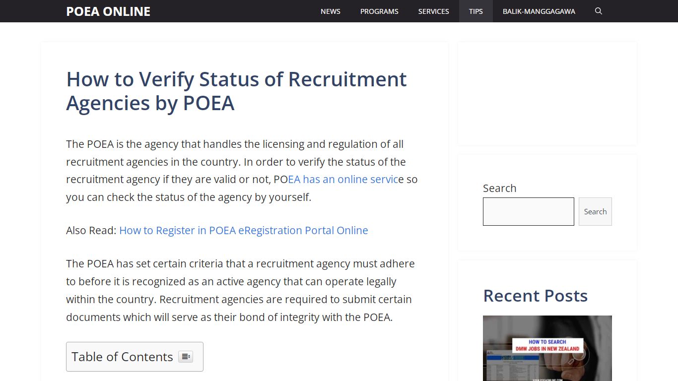 How to Verify Status of Recruitment Agencies by POEA